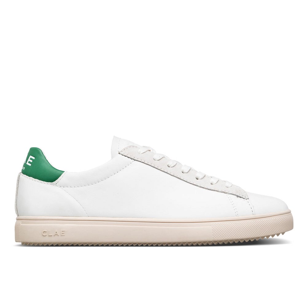 CLAE BRADLEY CALIFORNIA Shoes Womens USA361-G94 In White Leather Pine Green